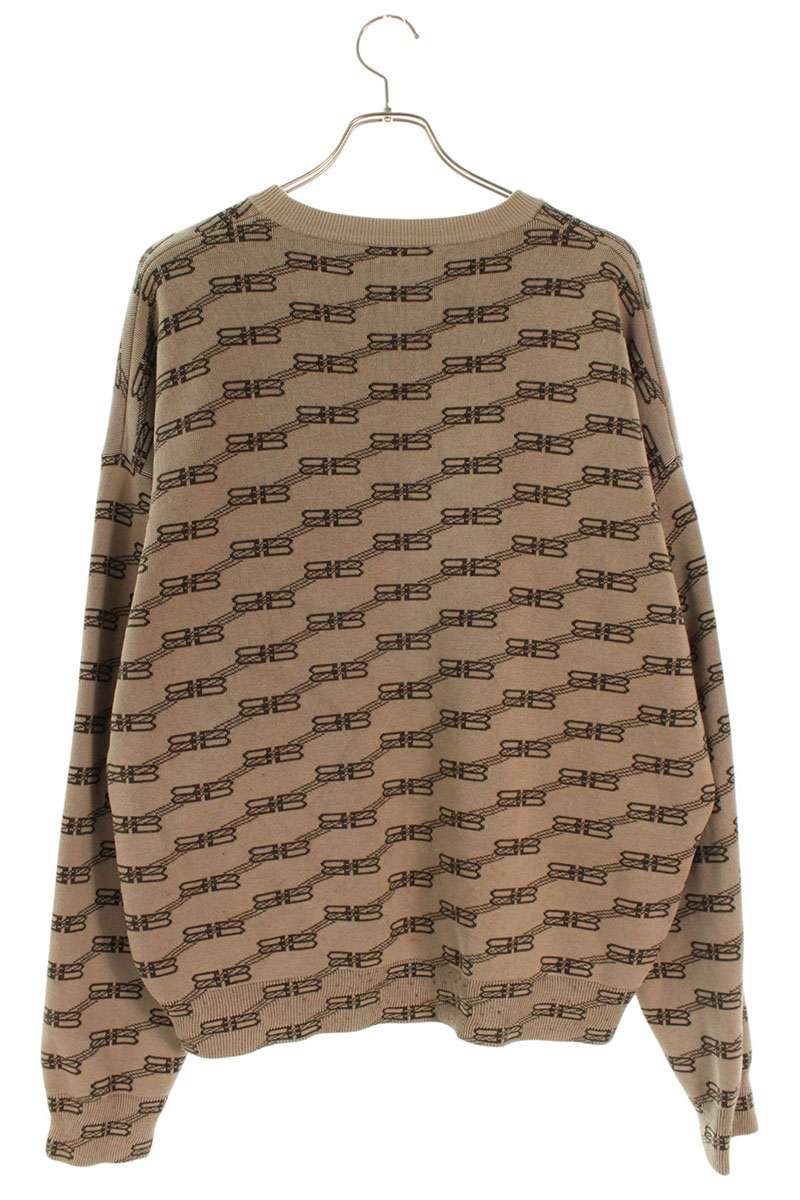 Balenciaga BB Logo Crewneck Knit Sweater Brown Size L