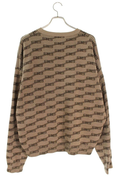 Balenciaga BB Logo Crewneck Knit Sweater Brown Size L