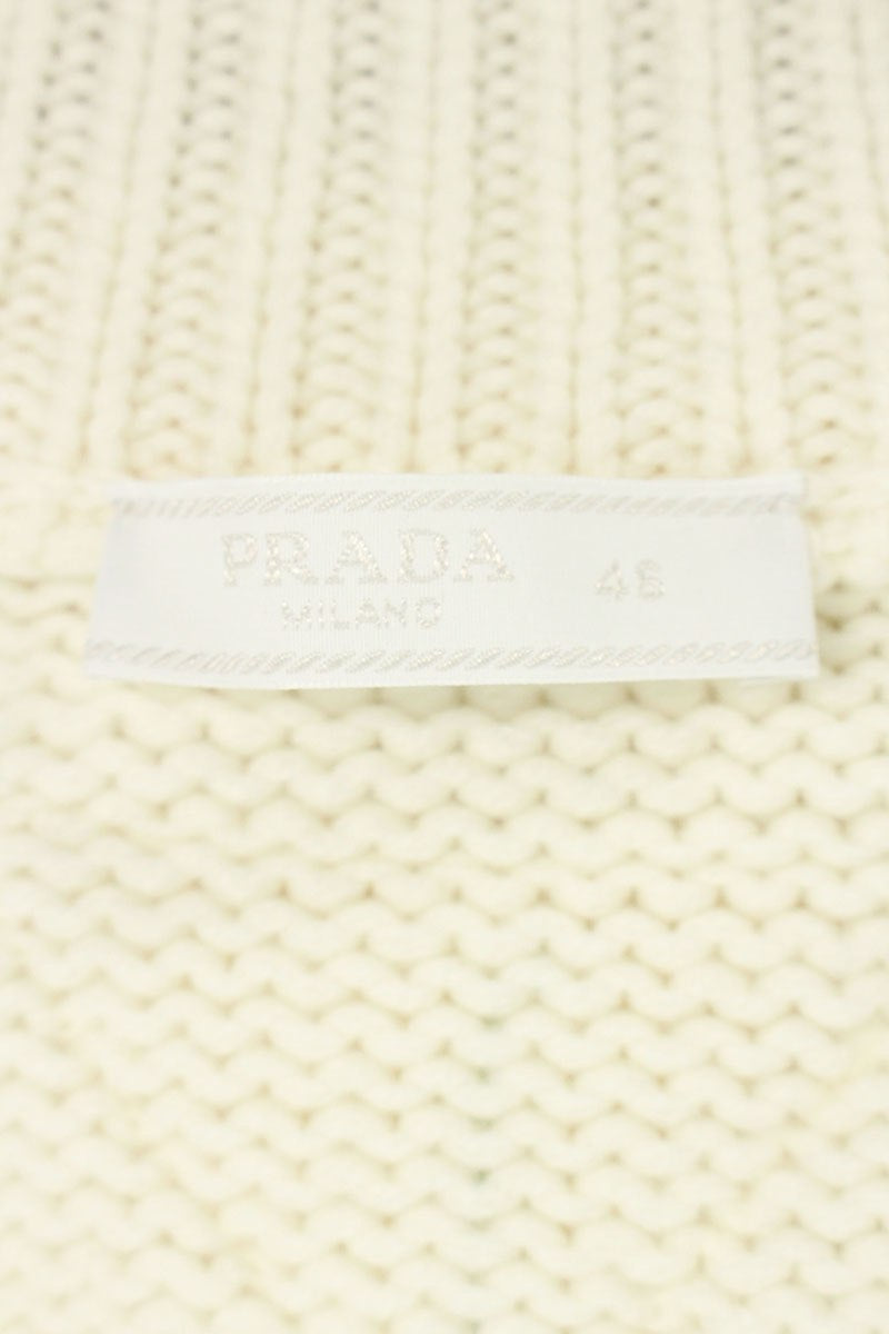 Prada V-Neck Cashmere Knit Sweater White Size S