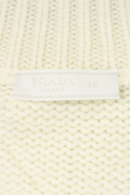Prada V-Neck Cashmere Knit Sweater White Size S