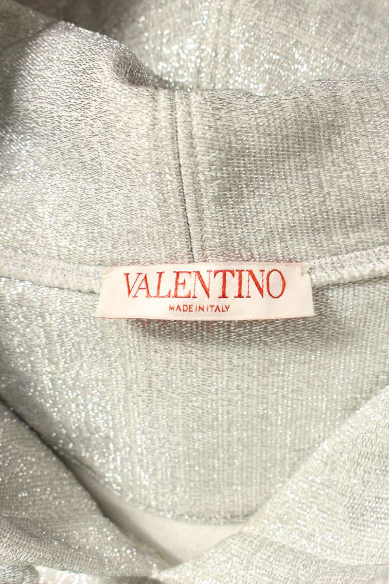 Valentino Logo Pullover Hoodie Silver Size M