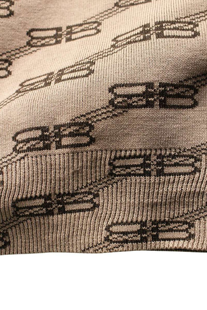 Balenciaga BB Logo Crewneck Knit Sweater Brown Size L