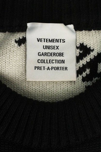 Vetements Logo Knit Sweater Black x White Size S