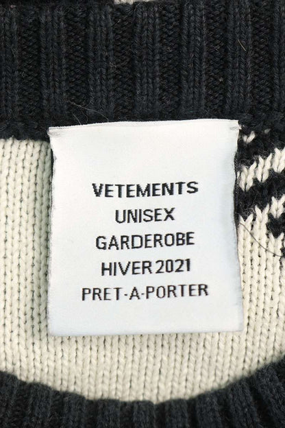 Vetements Logo All-Over Print Knit Sweater Black x White Size S