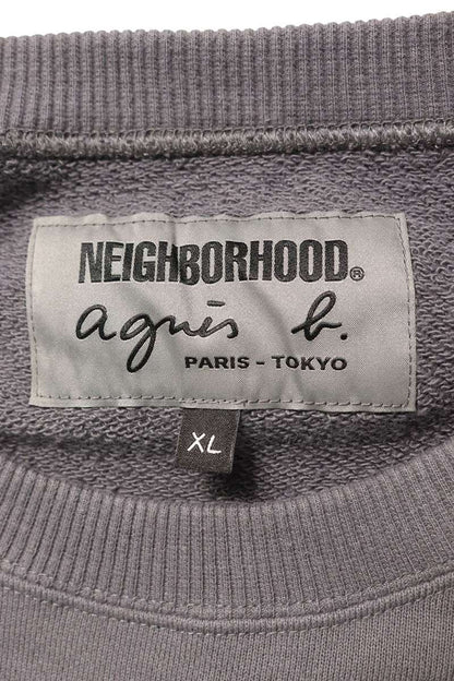 agnes b. x Neighborhood 25AW Logo Print Crewneck Sweatshirt Gray Size XL