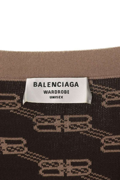 Balenciaga BB Logo All-Over Print Cardigan Brown Size S