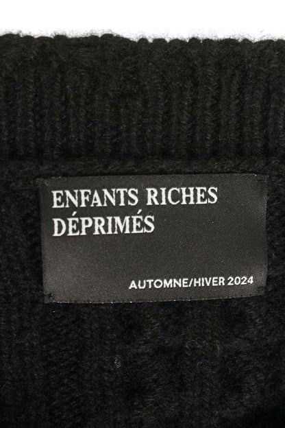 Vintage Enfants Riches Deprimes Tops - ENFANTS RICHES DEPRIMES COLLEGIATE STRIPES ASYMMETRICAL SWEATER cashmere Black Size L - Authentic Archive