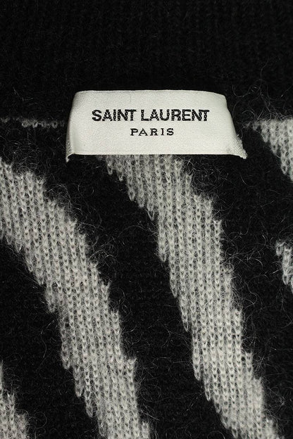Saint Laurent Paris Knit Cardigan Black x White Size L