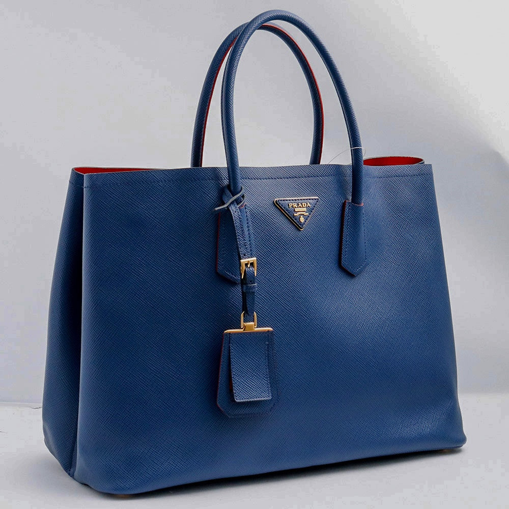 PRADA SAFFIANO CUIR Tote Bag Bluette Size F