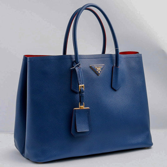 PRADA SAFFIANO CUIR Tote Bag Bluette Size F