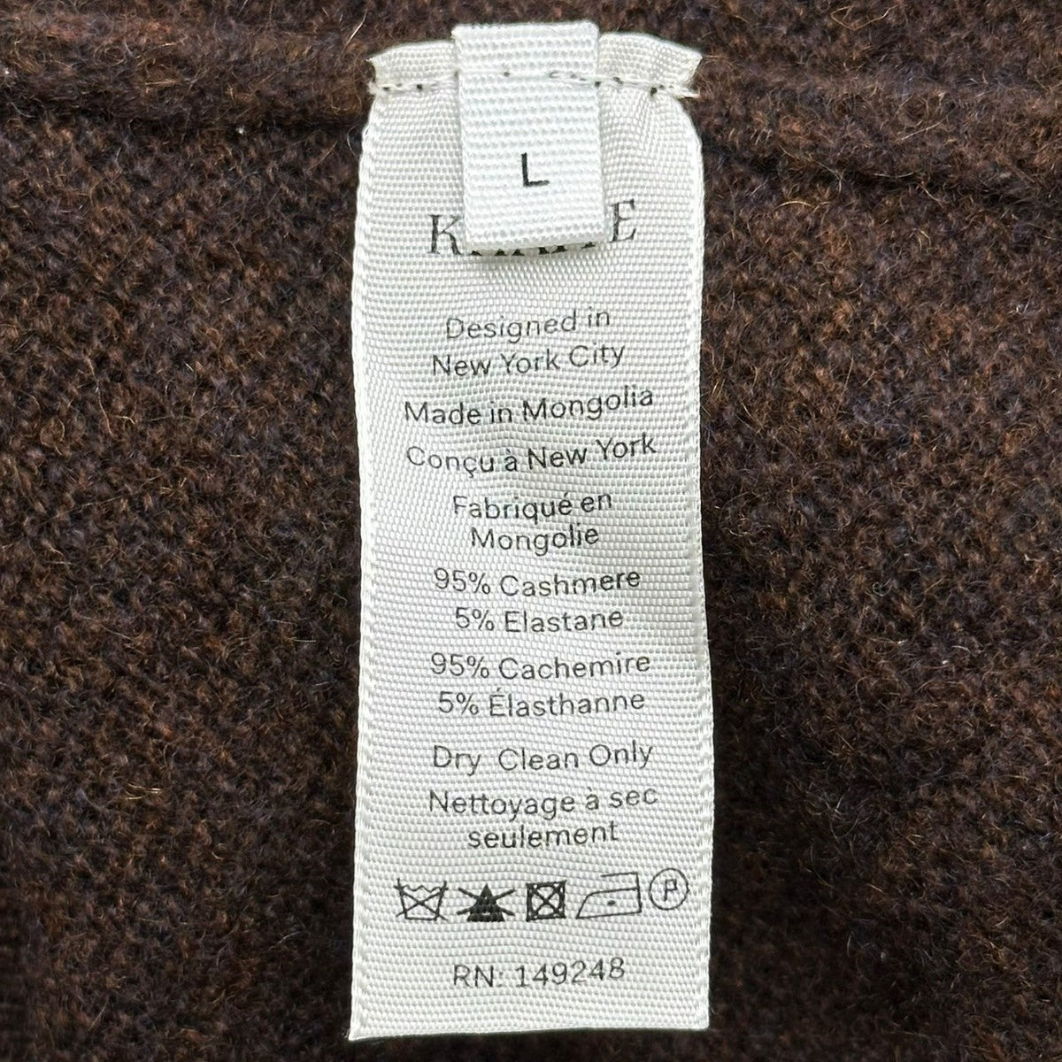 KHAITE Deep V-Neck Cashmere Knit Sweater Brown Size 40
