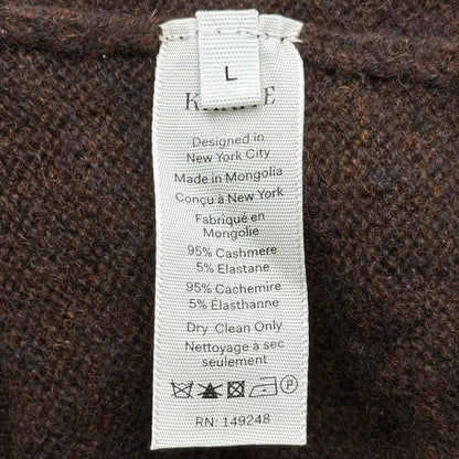 KHAITE Deep V-Neck Cashmere Knit Sweater Brown Size 40
