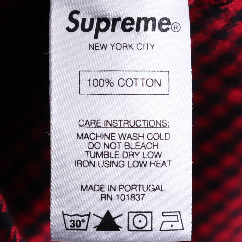 SUPREME Gingham Check Flannel Button-Up Shirt Red Size M