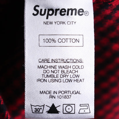 SUPREME Gingham Check Flannel Button-Up Shirt Red Size M