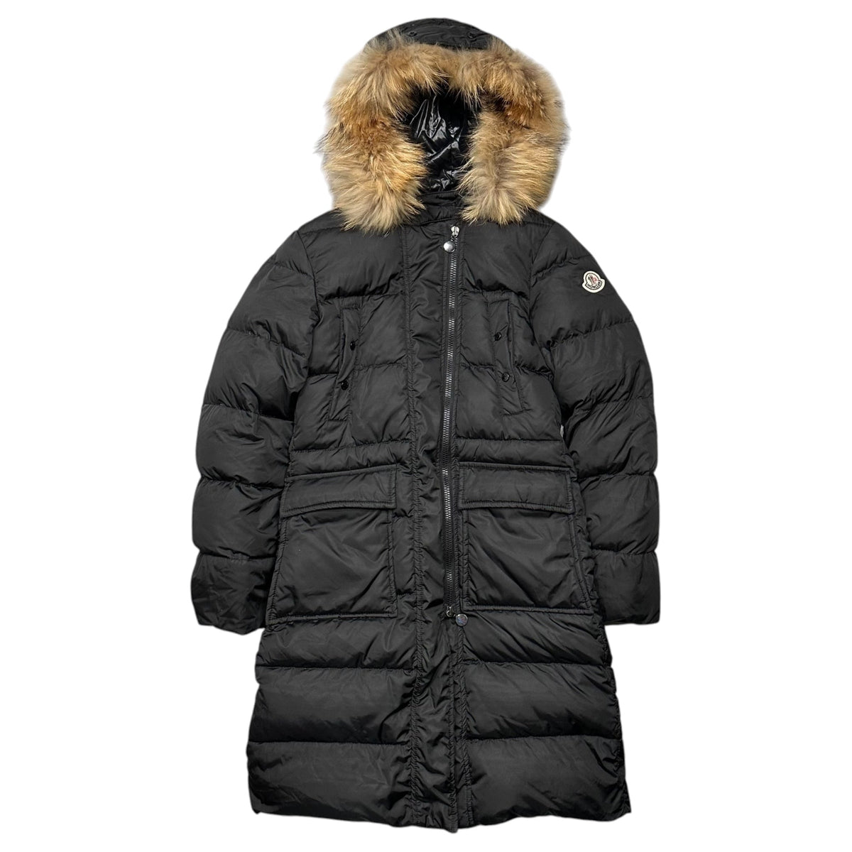 MONCLER MELINA Fur Hooded Long Down Coat Size 0