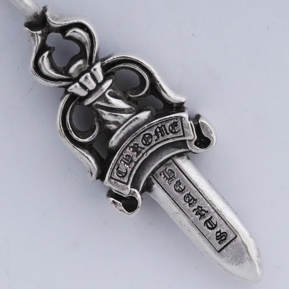 CHROME HEARTS Double Dagger Pendant Necklace Silver Size F