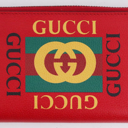 Gucci Vintage Logo Print Red Zip-Around Wallet Size F