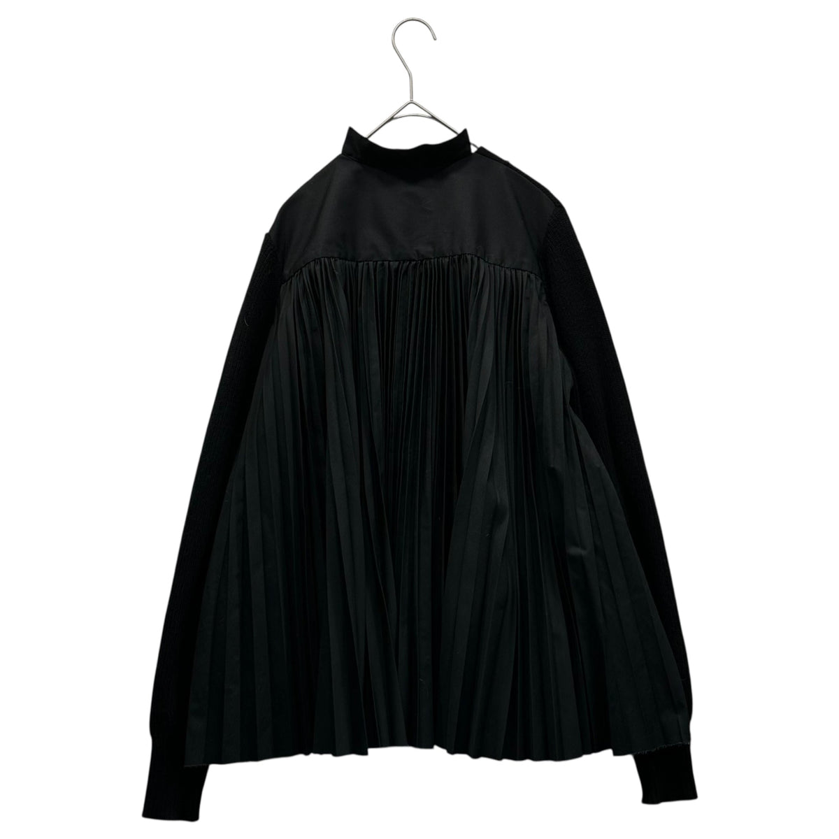 sacai 24AW Pleated Stripe Poplin Cardigan Black Size 1