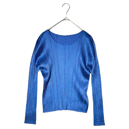 PLEATS PLEASE Long Sleeve Pleated Pullover Top Blue Size 3