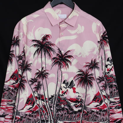 Prada Triangle Motif Palm Tree Shirt Pink Size 41