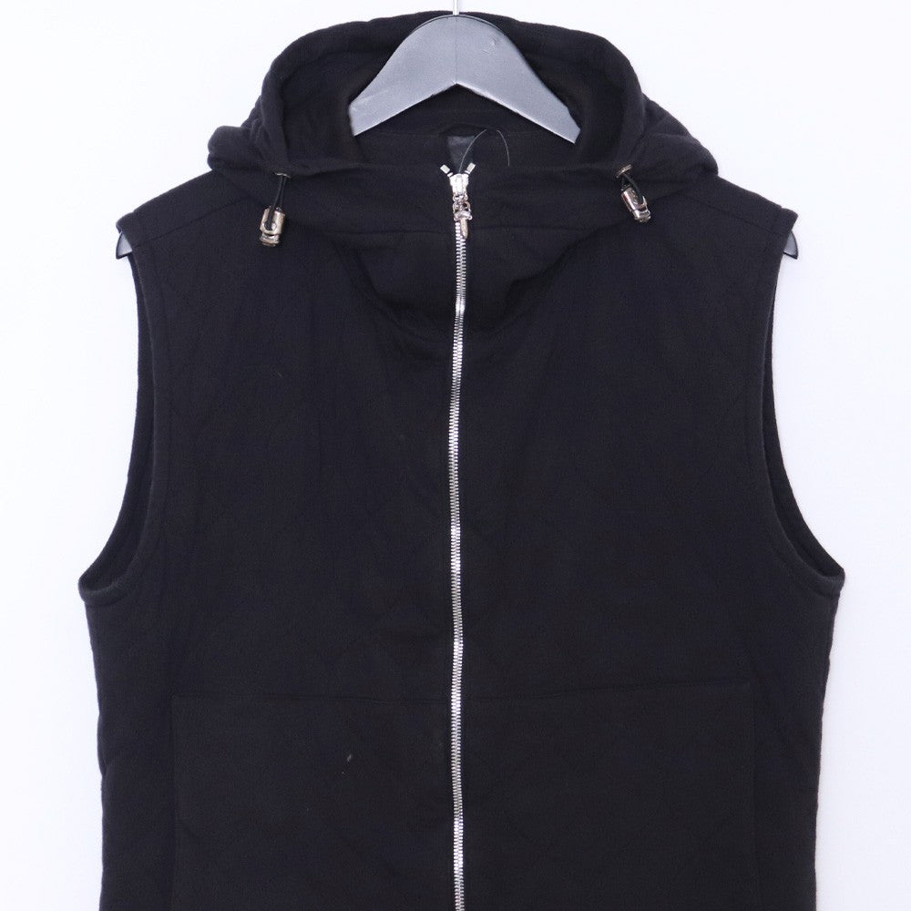 CHROME HEARTS Quilted Hooded Zip-Up Vest Black Size M