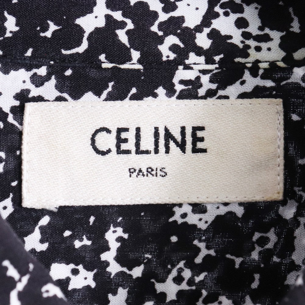 CELINE 19AW Splatter Print Viscose Shirt Black Size 42