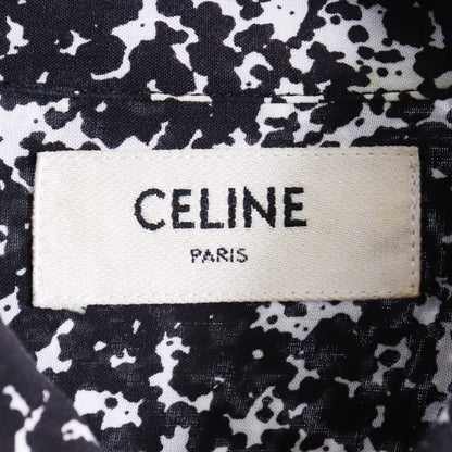 CELINE 19AW Splatter Print Viscose Shirt Black Size 42