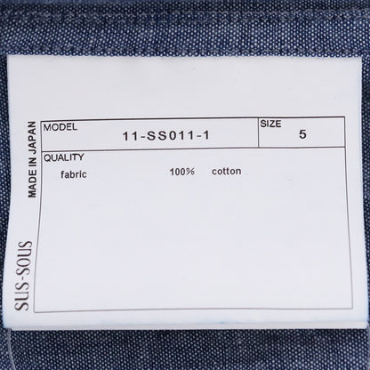 SUS-SOUS Chambray Band Collar Button Up Shirt Blue Size 5