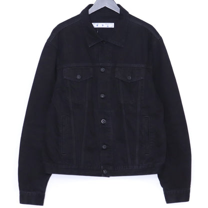 OFF-WHITE Logo Printed Denim Jacket Black Size XL
