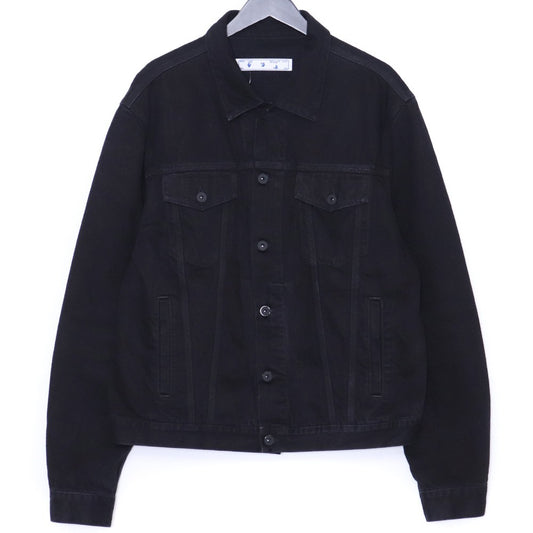 OFF-WHITE Logo Printed Denim Jacket Black Size XL