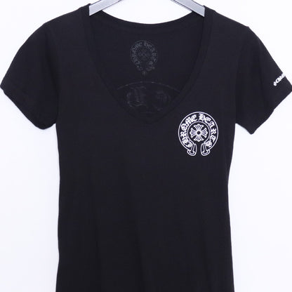 CHROME HEARTS Horseshoe Print V-Neck T-Shirt Black Size S