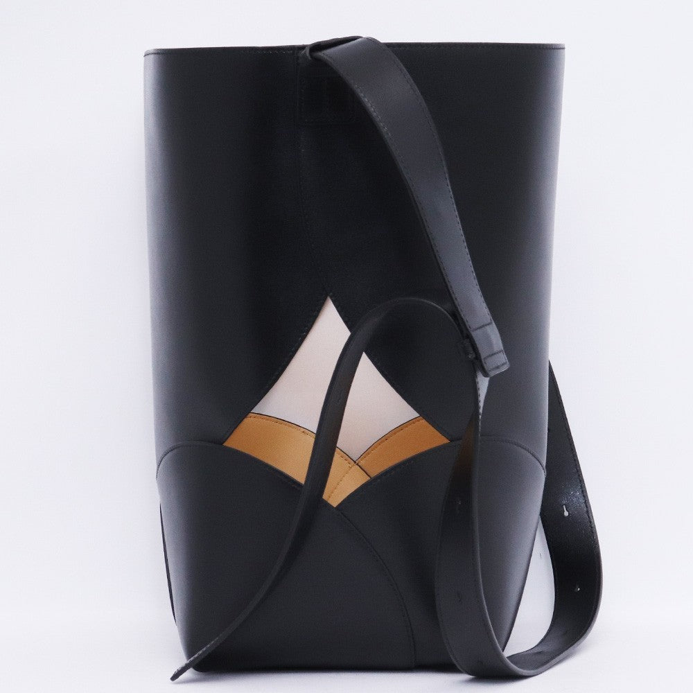 JIL SANDER CURVE BUCKET MD Leather Bag Black Size ONE SIZE