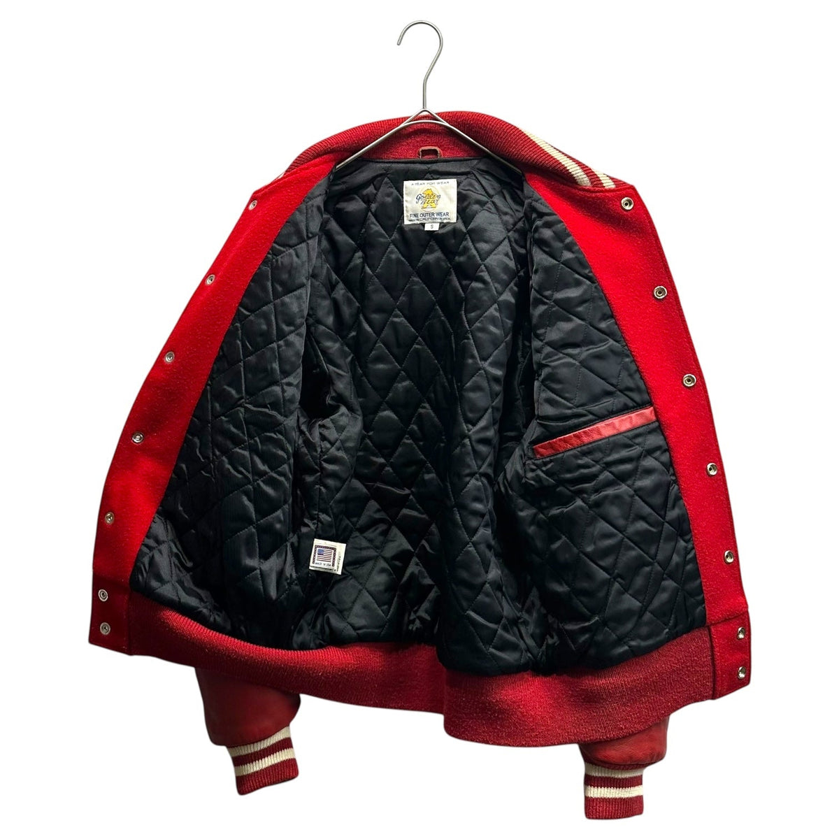 GOLDEN BEAR 60s Ken & Bob Leather Sleeve Jacket Red Size S