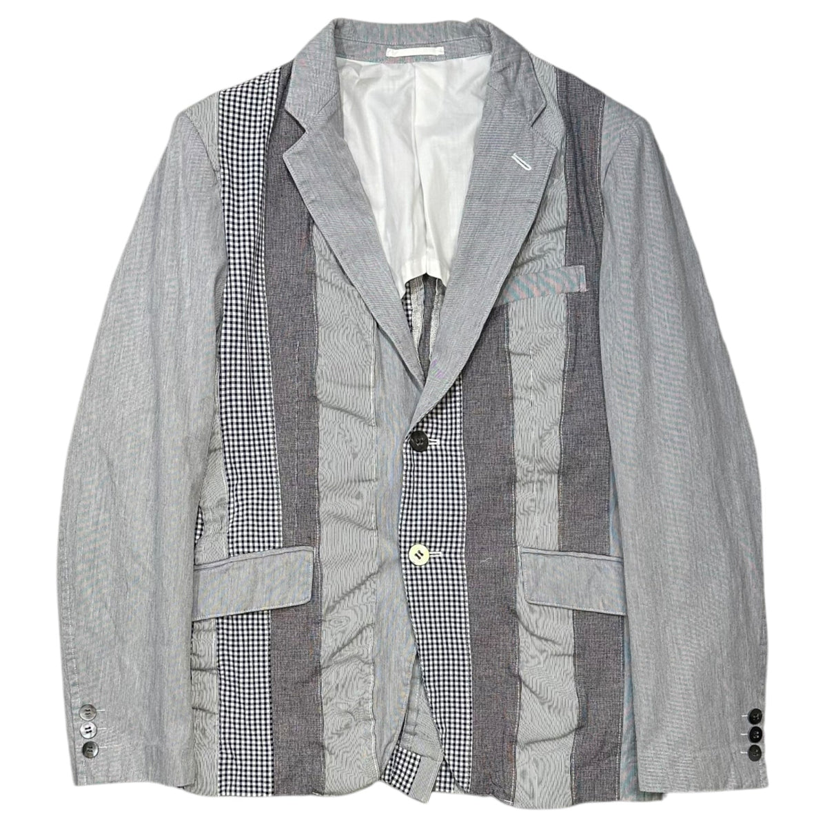 COMME des GARCONS HOMME 16SS Striped Check Blue Grey Jacket Size XS