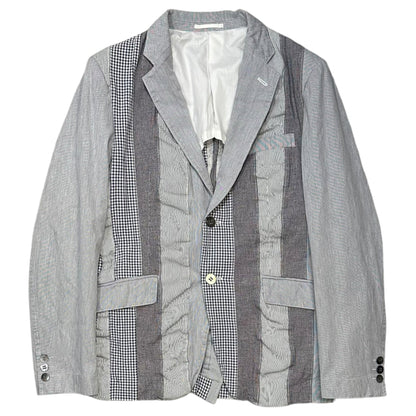 COMME des GARCONS HOMME 16SS Striped Check Blue Grey Jacket Size XS
