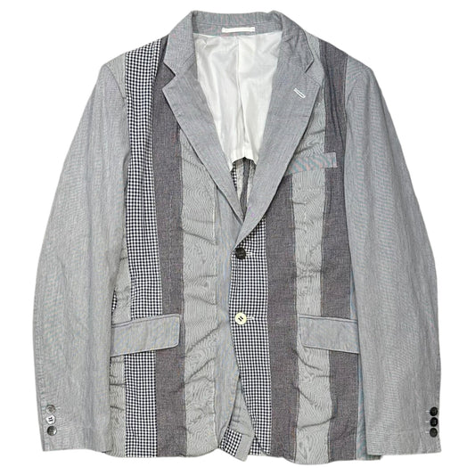 COMME des GARCONS HOMME 16SS Striped Check Blue Grey Jacket Size XS