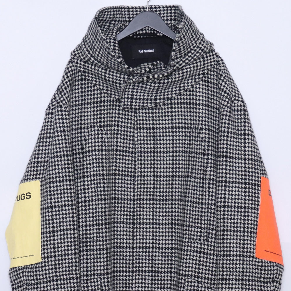 RAF SIMONS 18AW Houndstooth Padded Parka Gray Size 48