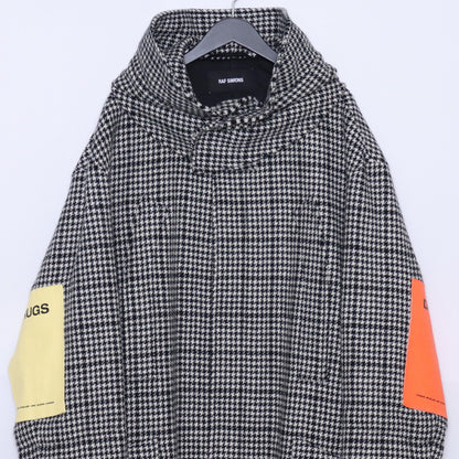 RAF SIMONS 18AW Houndstooth Padded Parka Gray Size 48