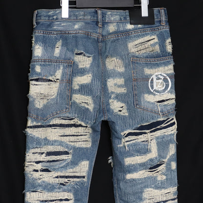 A GOOD BAD INFLUENCE GB Repaired Denim Jeans Indigo Size XL
