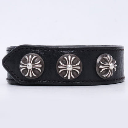 CHROME HEARTS 3BTN 2SNP Cross Ball Bracelet Black Size F