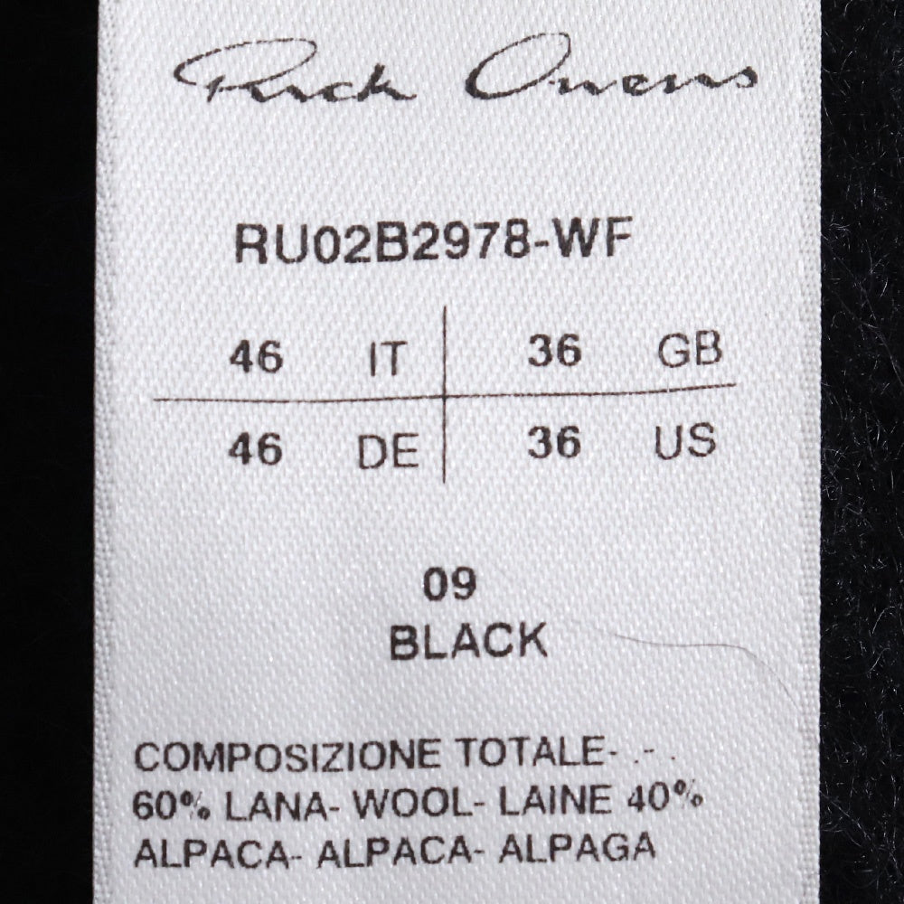RICK OWENS Alpaca Wool Hooded Trench Coat Black Size 46