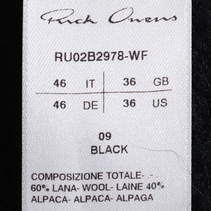 RICK OWENS Alpaca Wool Hooded Trench Coat Black Size 46