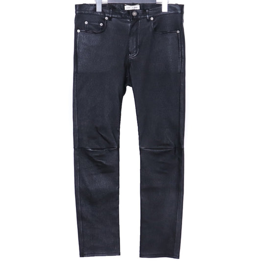 SAINT LAURENT Lamb Leather Skinny Pants Black Size 46