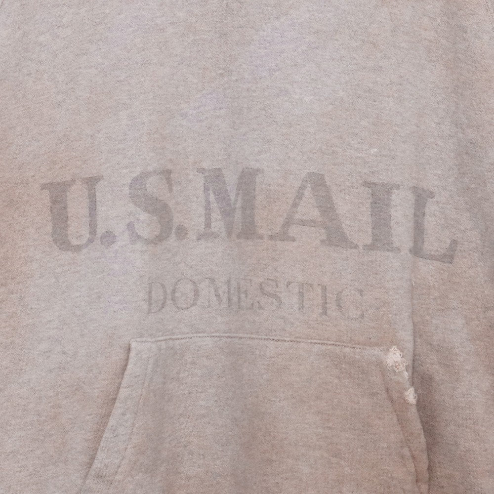 LAID BACK Vintage Processed Front Logo Hoodie Beige Size 2