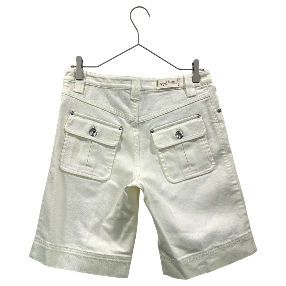 LOUIS VUITTON Monogram Embroidered Denim Shorts Size 38