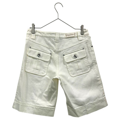 LOUIS VUITTON Monogram Embroidered Denim Shorts Size 38