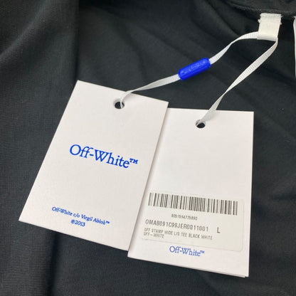 OFF-WHITE OFF STAMP Wide Logo Print Long Sleeve T-Shirt Black Size L
