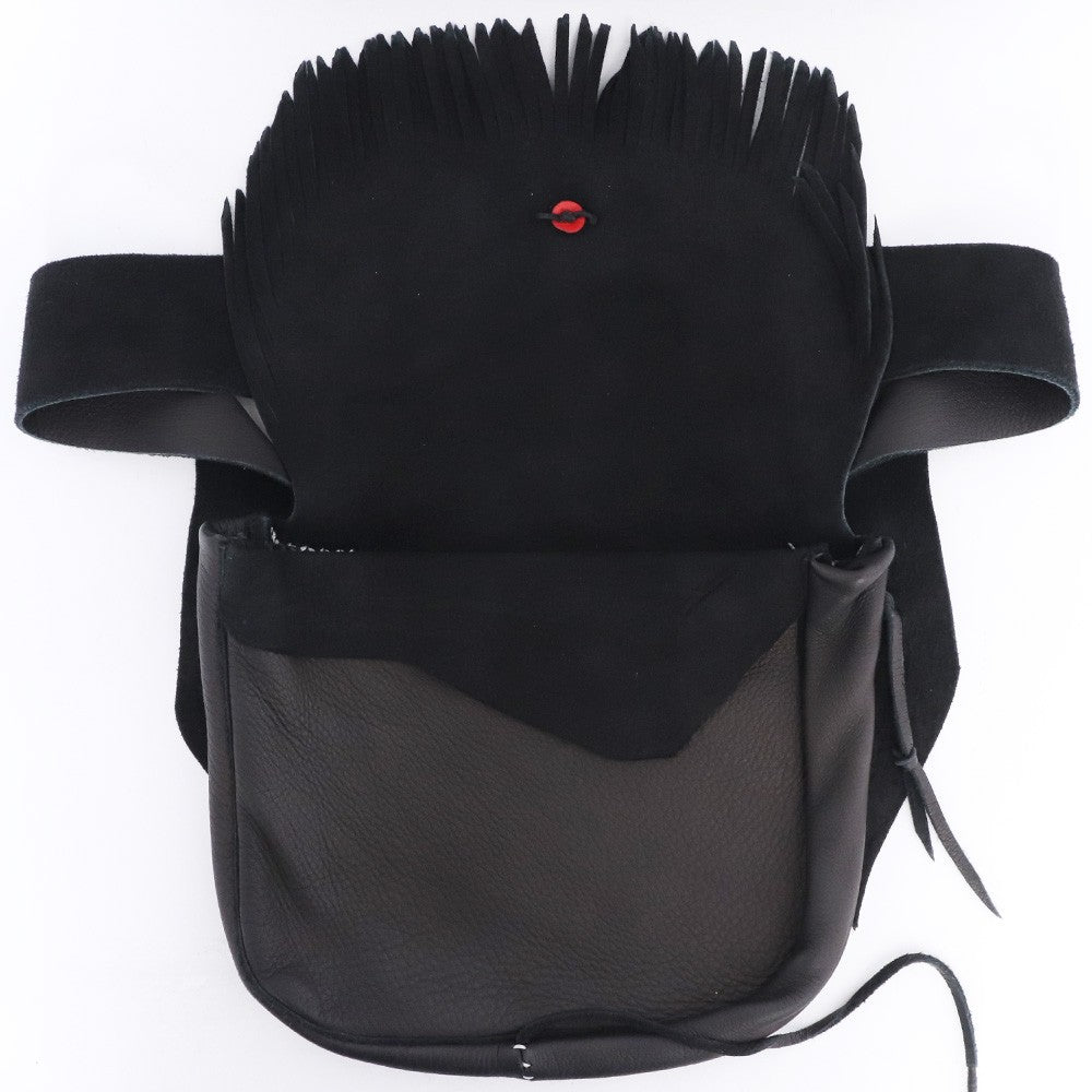 LARRY SMITH Deerskin Leather Fringe Bag Black Size ONE SIZE