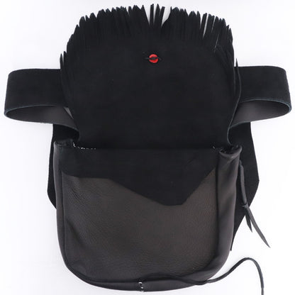 LARRY SMITH Deerskin Leather Fringe Bag Black Size ONE SIZE