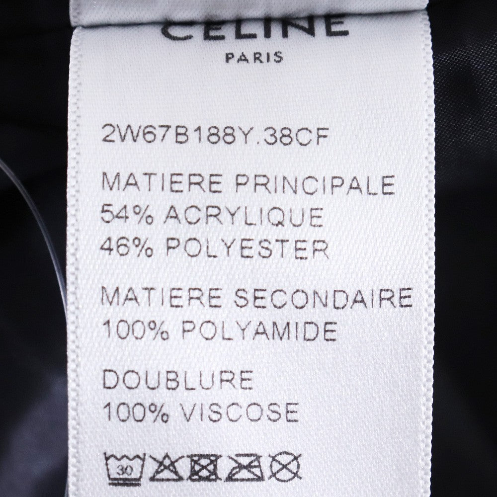 CELINE Camo Bi-Material Half-Zip Fleece Jacket Black Size 50